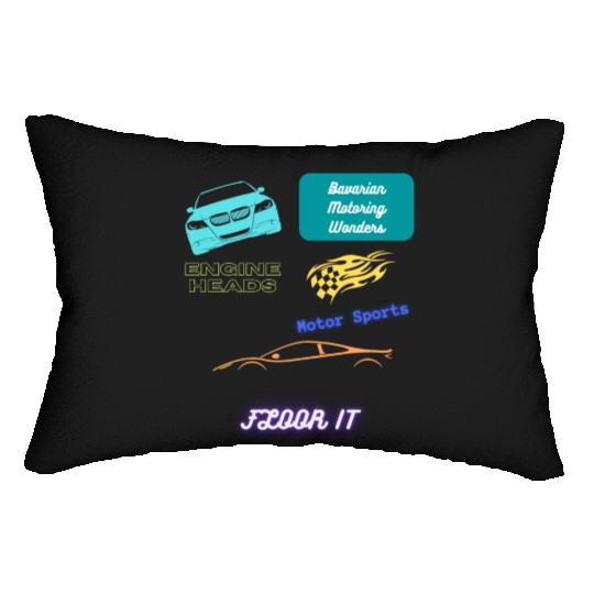 Car racing team design Lumbar Pillows