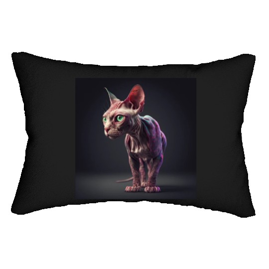 Canadian Sphynx cat with transparent skin Lumbar Pillows