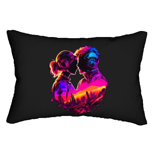 Embrace the Future with Cyberpunk Couples in Love Lumbar Pillows