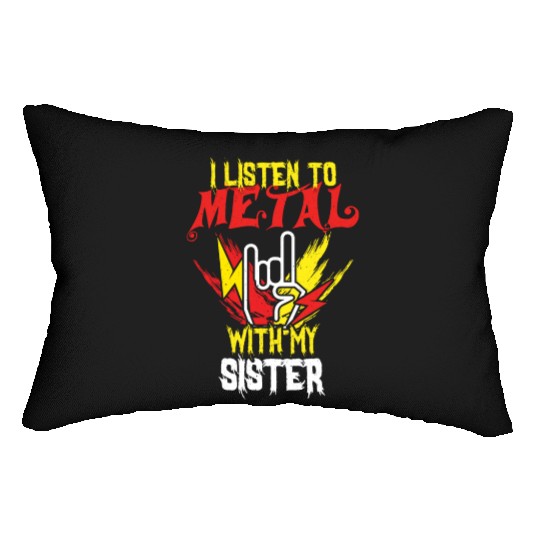 Metal With Sister Metal Kid Music Lover Rocker Lumbar Pillows