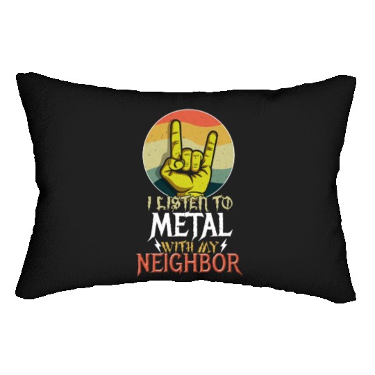 Metal With Neighbor Metal Kid Music Lover Rocker Lumbar Pillows
