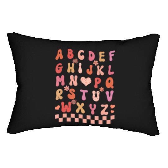 Alphabet ABC I Love You Valentines day Teacher 80s Lumbar Pillows