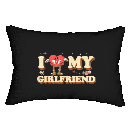 I Heart My Girlfriend Love Valentine Groovy Couple Lumbar Pillows