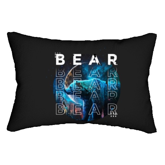 Midnight Roar: A Bear's Lunar Adventure Lumbar Pillows