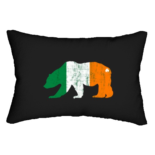 St Patricks Day Irish Flag Grizzly Bear Lumbar Pillows