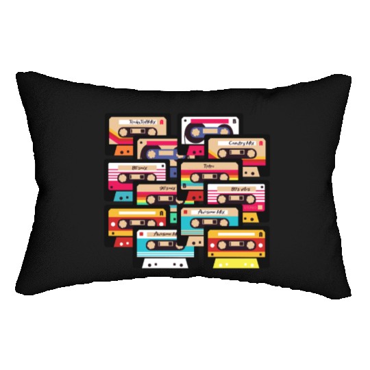 80s 90s Music Cassette Tapes Vintage Lumbar Pillows