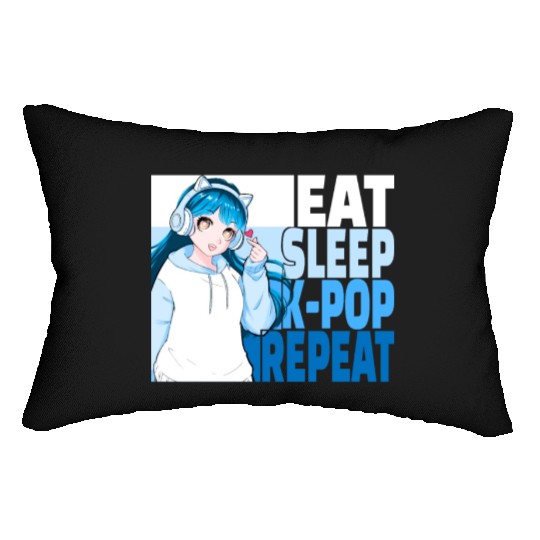 Eat Sleep K-POP Repeat Cute Korean Anime Girl Lumbar Pillows