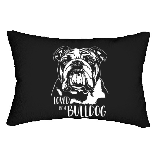 Loved by a Bulldog dog mom dog saying Lumbar Pillows