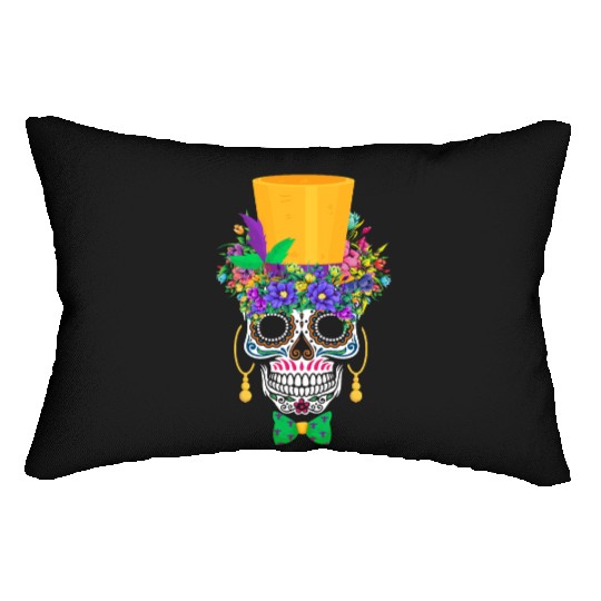 Mardi Gras Costume Flower Sugar El Dia De Los Lumbar Pillows