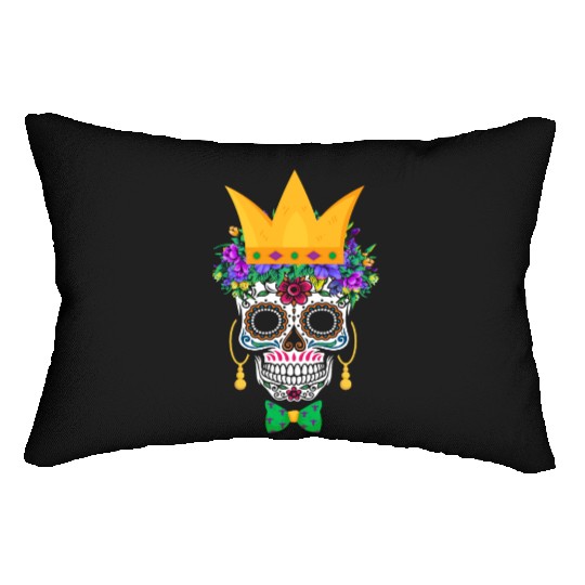 Mardi Gras Mask Flower Sugar Dia De Los Muertos Lumbar Pillows