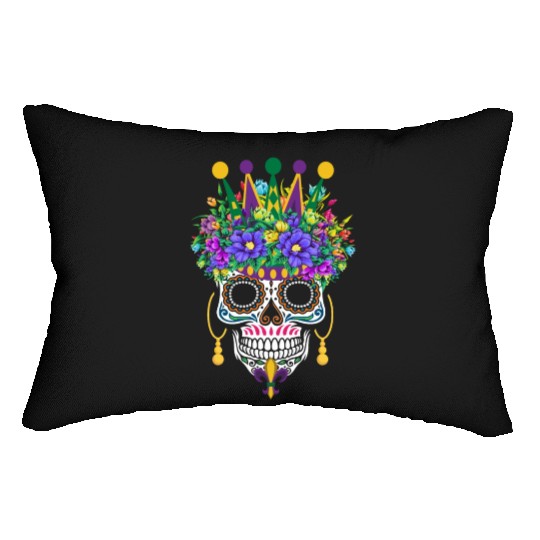 Mardi Gras Mask Flower Sugar Dia De Los Muertos Lumbar Pillows