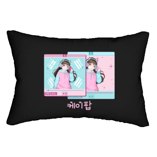 Cute Anime Kpop Girl Vaporwave Aesthetic Lumbar Pillows