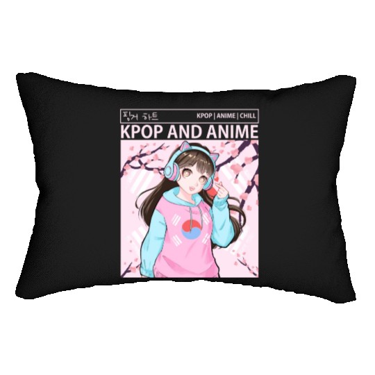 Kawaii Anime Girl Kpop Korean Flag Cherry Blossom Lumbar Pillows