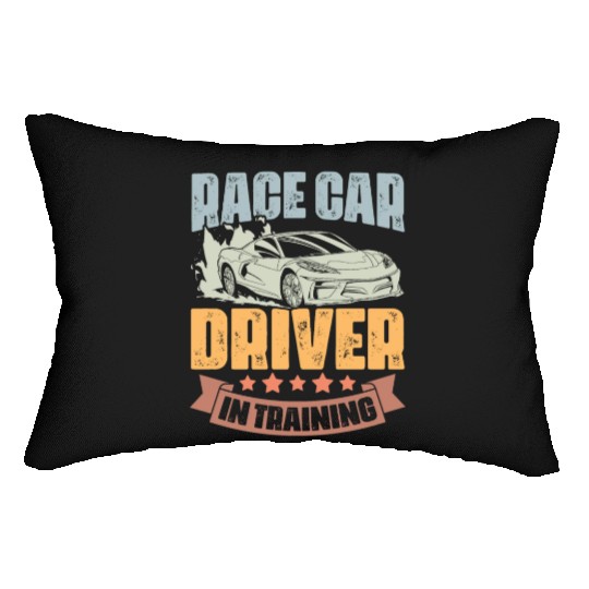 Race Car Driver In Training Retro Car Race Lumbar Pillows