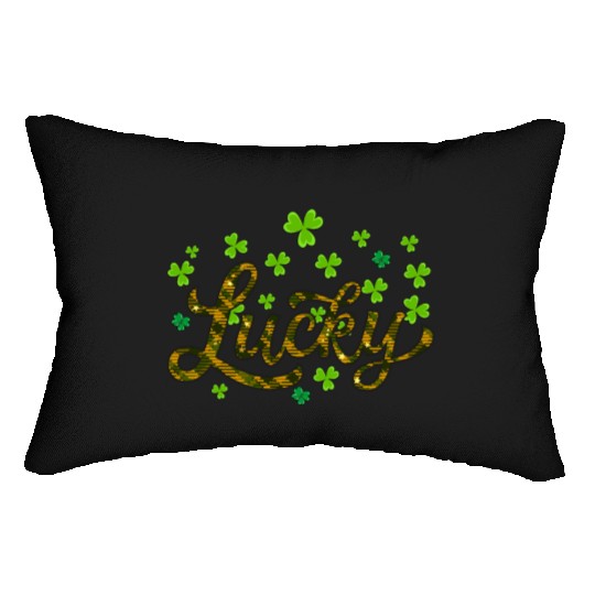 Lucky St Patricks Day, leaf clover, shamtock Lumbar Pillows