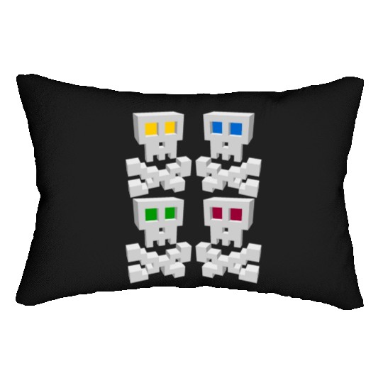 8-bit Pixel Pop Art Style Pirate Flag Skulls Lumbar Pillows
