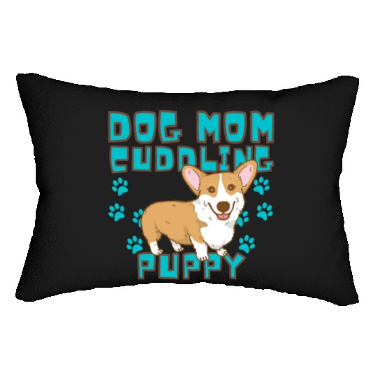 DOG MOM CUDDLING PUPPY , DOGS LOVERS Lumbar Pillows