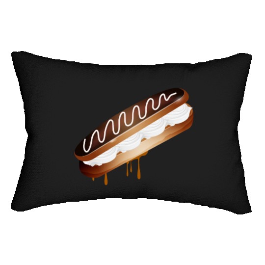 Illustration of a stuffed eclair with cream Lumbar Pillows