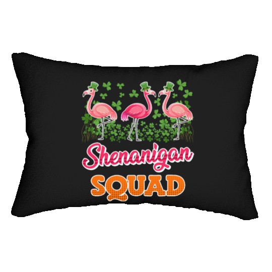 Flamingo Shenanigan Squad St. Patrick's Day Lumbar Pillows