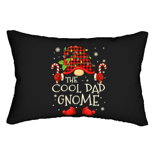 Cool Dad Gnome Buffalo Plaid Christmas Tree Family Lumbar Pillows