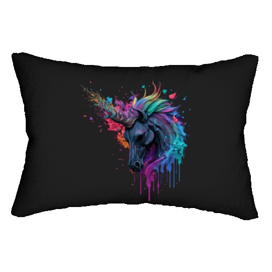 rainbow unicorn Lumbar Pillows