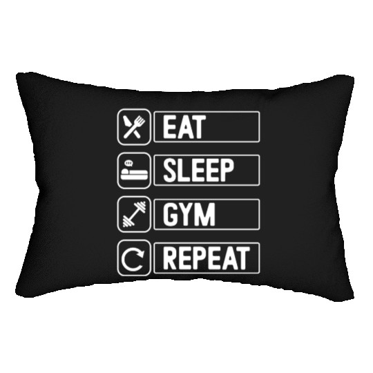 Train Hard, Live Easy Eat Sleep Gym Repeat Lumbar Pillows