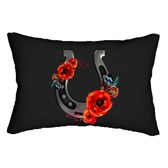 Floral Horseshoe With Poppies Lumbar Pillows