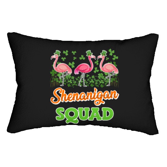 Flamingo Shenanigan Squad St. Patrick's Day Lumbar Pillows