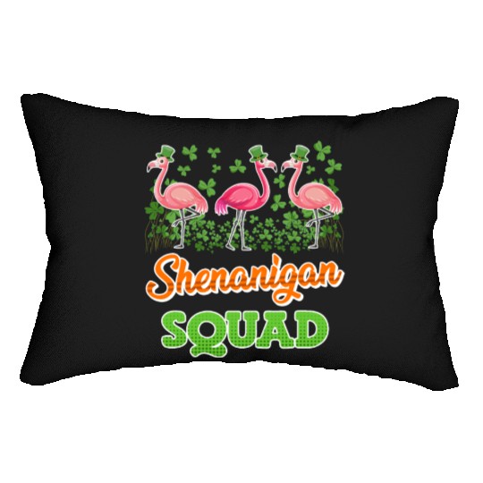 Flamingo Shenanigan Squad St. Patrick's Day Lumbar Pillows