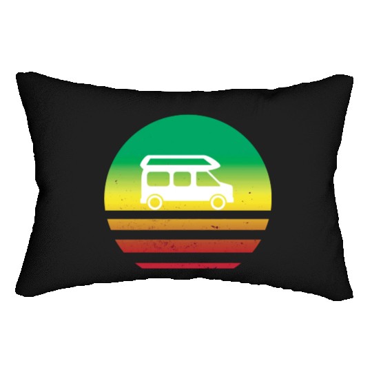 Camper Van Retro Sunset Vintage sun camping Lumbar Pillows