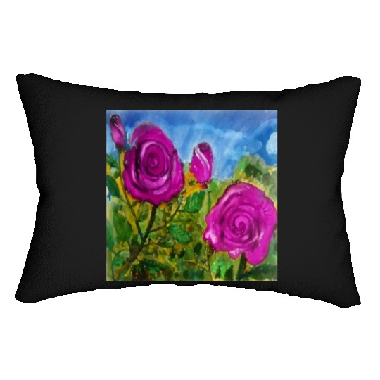 Hand Painted Roses Lumbar Pillows Lumbar Pillows Mugs Tote Bags