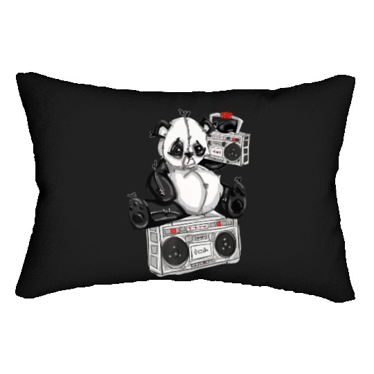 DJ Hip Hop Panda Bear by San Francisco Street Arti Lumbar Pillows