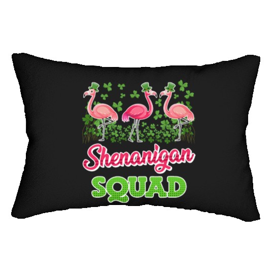 Flamingo Shenanigan Squad St. Patrick's Day Lumbar Pillows