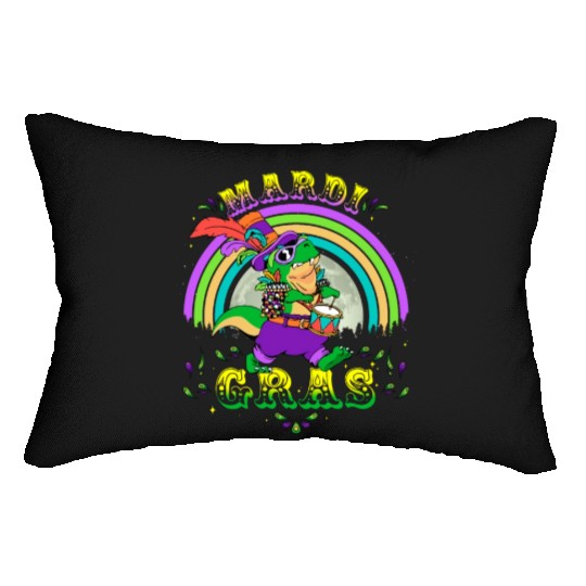 2023 Mardi Gras Party Hat T Rex Drummer Mardi Lumbar Pillows