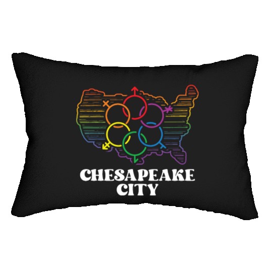 Chesapeake City Pride Flag Pride Month LGBTQ Flag Lumbar Pillows