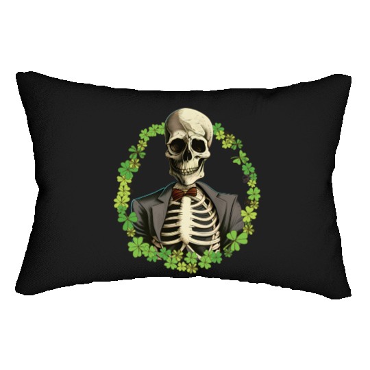 Skeleton Vintage Retro Creepy Cute Shamrock Lumbar Pillows