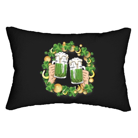 St. Patrick's Day Irish Green Beer, Wine Cups Lumbar Pillows