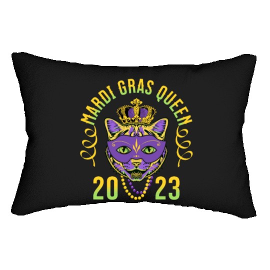 Mardi Gras Queen 2023 Cat Kitten Lumbar Pillows
