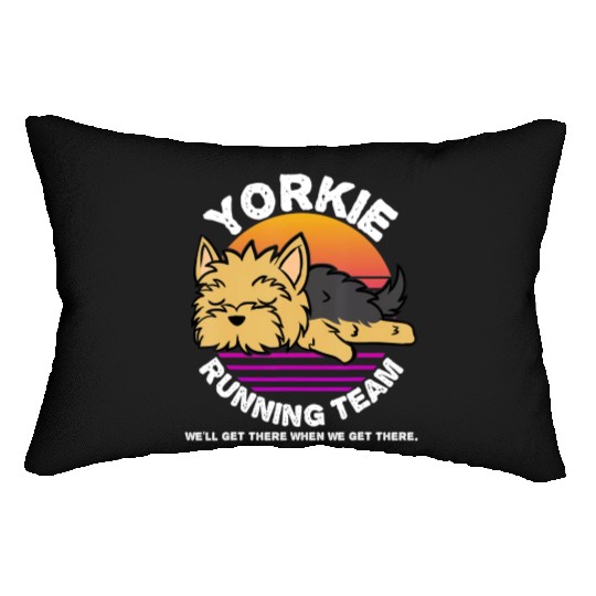 Funny Yorkie Running Team Lumbar Pillows