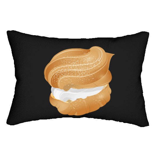 Illustration of a cream puff filled with cream Lumbar Pillows