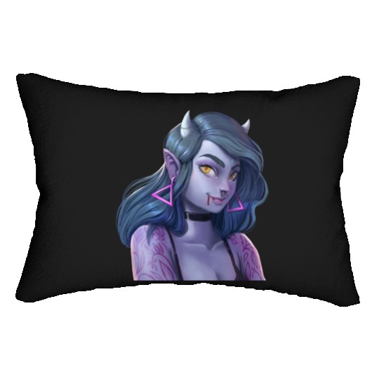 Girl Vampire Illustration with strong attitude Lumbar Pillows