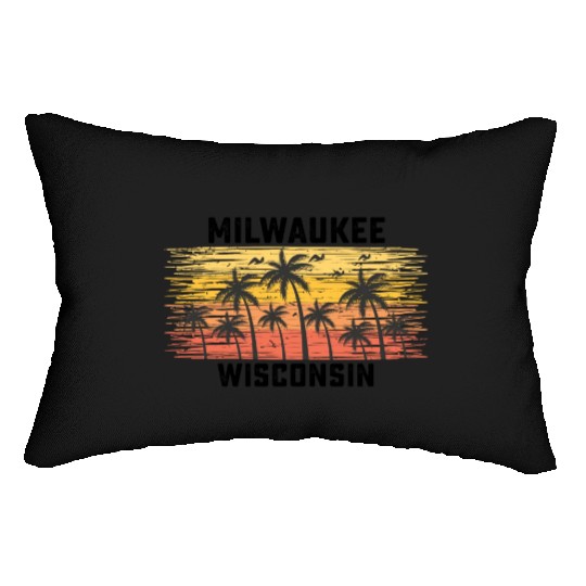 Milwaukee Wisconsin Summer Retro VIntage Vacation Lumbar Pillows