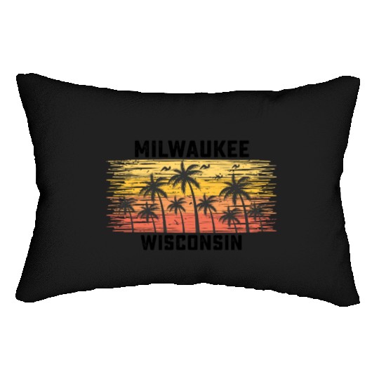 Milwaukee Wisconsin Summer Retro VIntage Vacation Lumbar Pillows