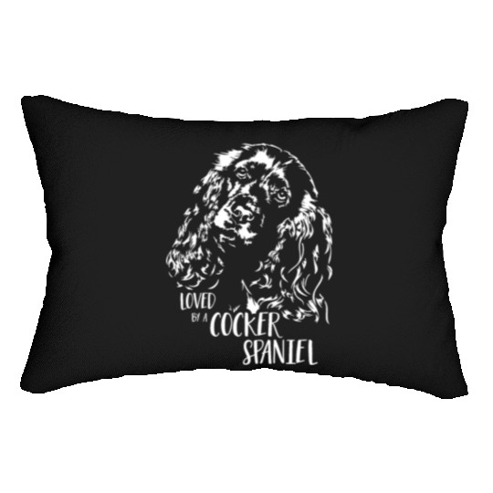 Loved by a Cocker Spaniel dog mom dog saying Lumbar Pillows