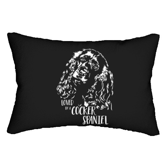 Loved by a Cocker Spaniel dog mom dog saying Lumbar Pillows