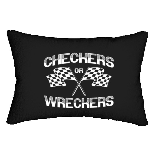 Checkers Or Wreckers Racing Motorcycle Motorsport Lumbar Pillows