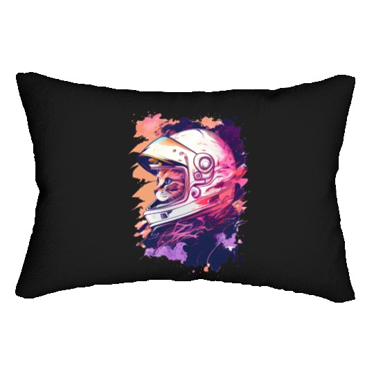 Aesthetic Vaporwave Space Cat 80s 90s Astronaut Lumbar Pillows