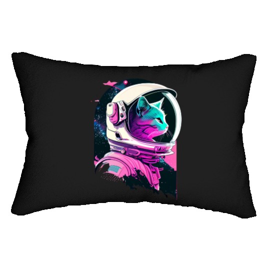 Aesthetic Vaporwave Space Cat 80s 90s Astronaut Lumbar Pillows