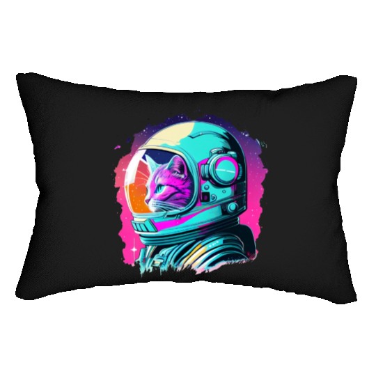Aesthetic Vaporwave Space Cat 80s 90s Astronaut Lumbar Pillows