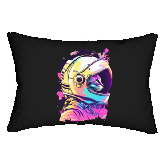 Aesthetic Vaporwave Space Cat 80s 90s Astronaut Lumbar Pillows